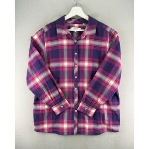 Foxcroft Women's Plus Sz 16W long-sleeve, button-down plaid flannel shirt